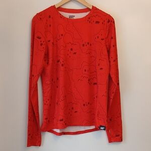 Lands' End Unisex Kids XXL Bright Red Thermal Camp Print Long Sleeve Tee